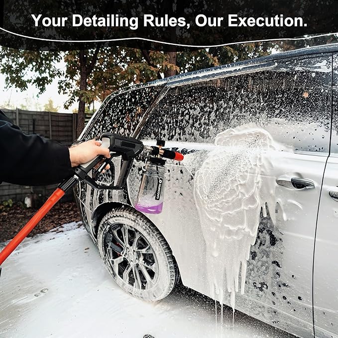 Raincovo Foam Cannon Wide Mouth for Pressure Washer, Thick Snow Foam Lance for Car Wash, Additional 1.1mm Orifice Nozzle, Pressure Washer Nozzles Tips Set, 7 Pack