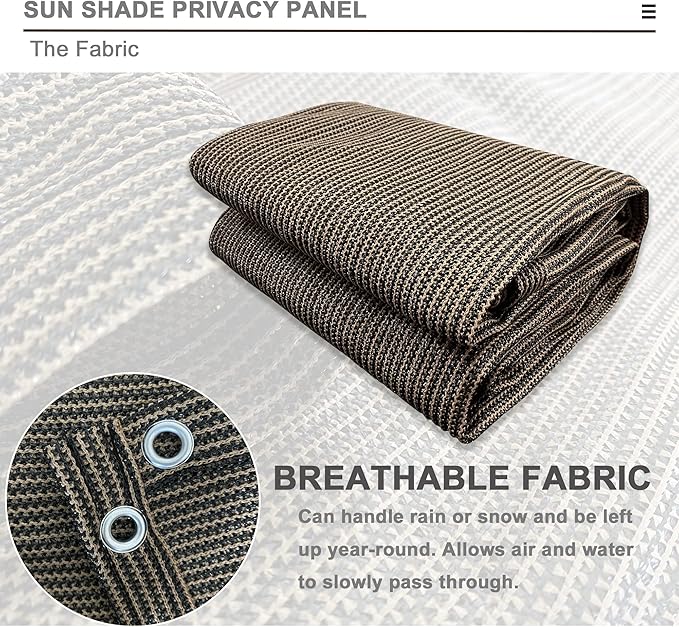 Alion Home Sun Shade Privacy Panel with Grommets and Hems on 4 Sides for Patio, Awning, Window, Pergola or Gazebo - Mocha Brown (10' W x 6' H)