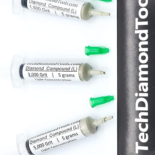 TechDiamondTools Kit of 3 Diamond Polishing Compound Polishing Paste USA Made 1500 3000 5000 Grit for Marble Glass Metal Rock Jewelry Resin Silver Gemstone with 10% of Diamond Powder