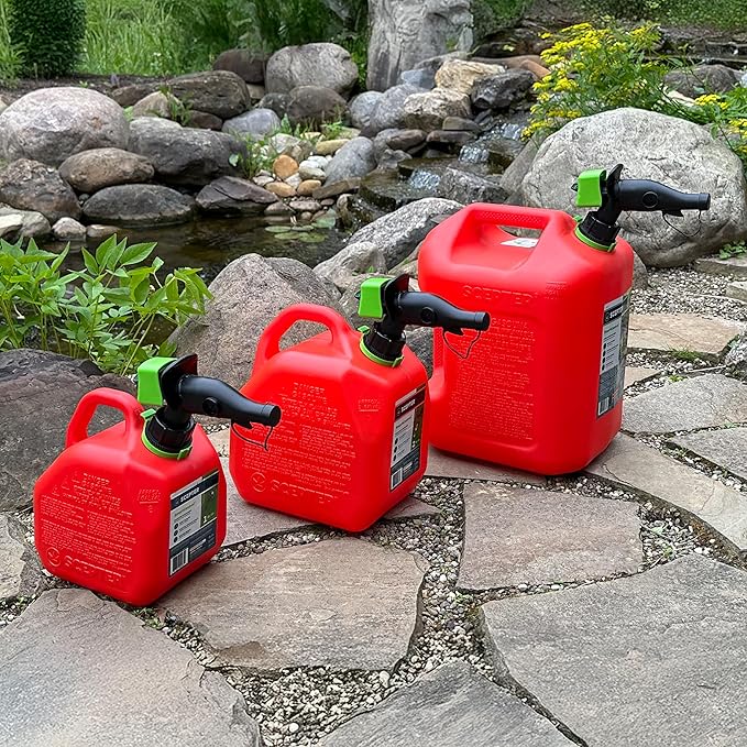 Scepter FSCG552 Fuel Container with Spill Proof Spout with Bonus Spout Extender, Rear Handle Red Gas Can, 5 Gallon (Pack of 4)