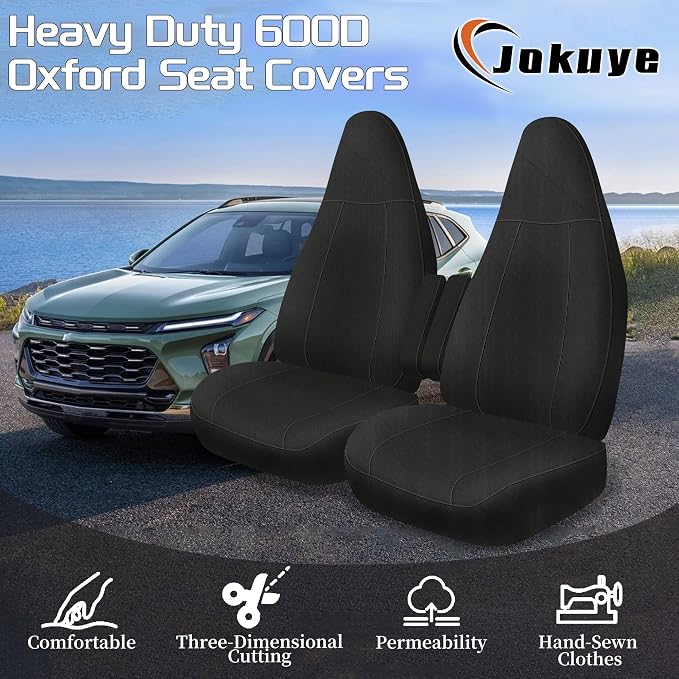 Jokuye Heavy Duty 600D Oxford Seat Covers for Chevy Express 1996-2026 Front Bucket Seat Protectors with Grab Handle Cutout,Waterproof and Wear-Resistant Easy to Install - Black