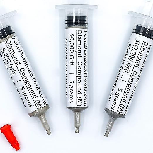 TechDiamondTools Kit of 3 Diamond Polishing Compound Polishing Paste USA Made 8000 50000 100000 Grit for Marble Glass Metal Rock Jewelry Resin Silver Gemstone with 25% Diamond Powder