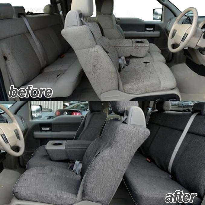 ESMING Heavy-Duty Knitted Fabric Front and Rear Bench Seat Covers for Ford F150 XLT Super Cab 2004-2008, Heavy-Duty Knit Fabric, Easy Install & Cleaning - Gray