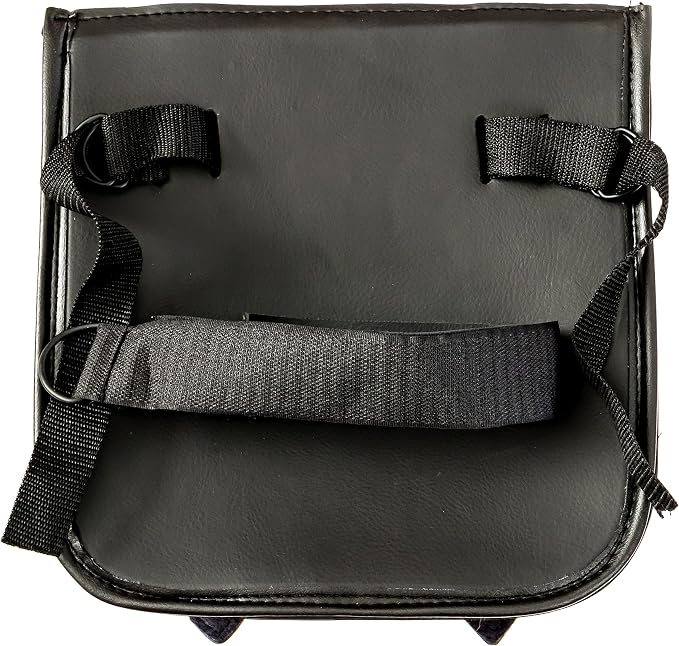 Motorcycle Sissy Bar Black Synthetic Leather Bag 3 Point Heavy Duty Mounts with Quick Release Front Buckles, Universal Fit for Sissy Bars or Forks