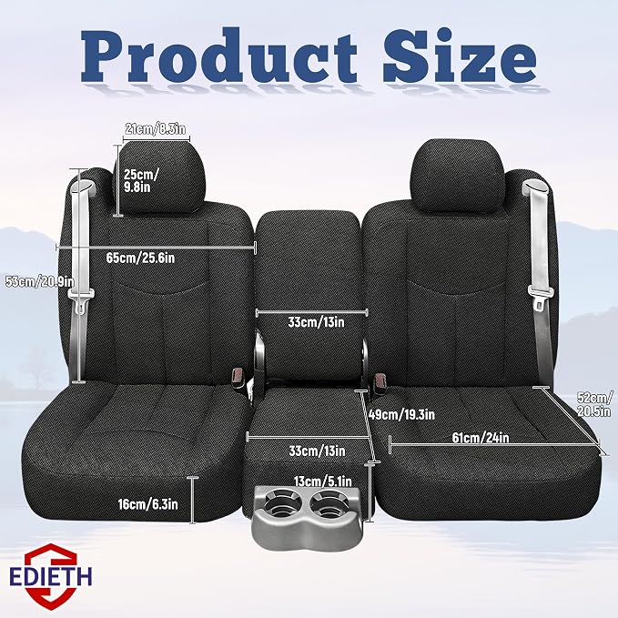 Front Seat Covers for Chevy Silverado & GMC Sierra 1500 1999-2006 & Classic Composite Sponge Fabric Soft Breathable Comfortable - Black