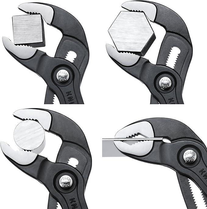 KNIPEX Cobra Water Pump Pliers and KNIPEX 74 22 200 Comfort Grip High Leverage Angled Diagonal Cutter, 8-Inch, Angled, Comfort Grip Bundle