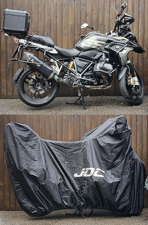 JDC Motorcycle Cover Waterproof - Black - RAIN - XL Tall Top Box