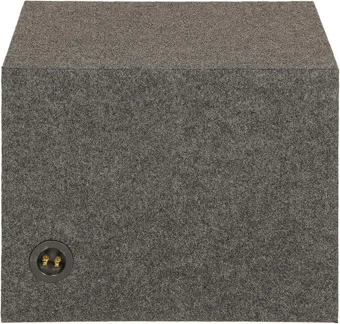 QPower 15 Inch Heavy-Duty Single Vented Carpet Covered Durable Car Audio Vehicle Subwoofer Enclosure Woofer Box, Charcoal Gray