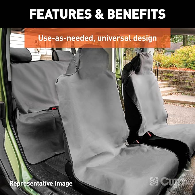 CURT 18501 Seat Defender 58-Inch x 23-Inch Black Waterproof Universal Bucket Car Seat Cover Protector