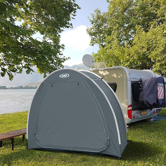 UNP Bike Storage Shed Tent, Portable Outdoor Bike Storage Tent with 210D Oxford Thick PU4000 Waterproof for 1/2/3/4 Bikes, Bike Covers Storage Shed for Bicycles, Lawn Mower, Garden Tools