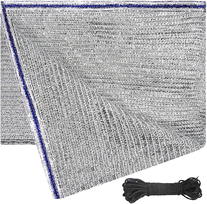 40% Aluminum Foil Shade Cloth Mesh No Grommets Silver Tarps Fabric Privacy Screen Pet Shade Car Cover Patio Garden Pergola Cover Canopy, Aluminum Shade Net Without Grommets, 10 FT x 14 FT