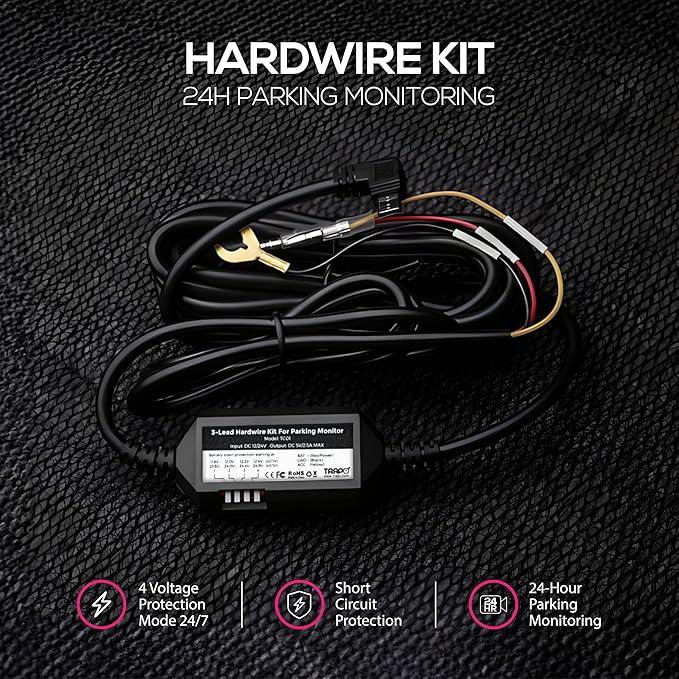 Dash Cam Hardwire Kit Type-C - 24-Hour Parking Car Accessories, Easy Install with Voltage Protection, No Splicing Required