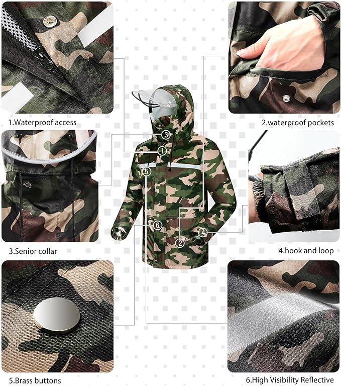 iCreek Rain Suit Waterproof Jacket and Pants Hi Vis Raincoat for Men and Women Reflective Outdoor for All-Sport Work