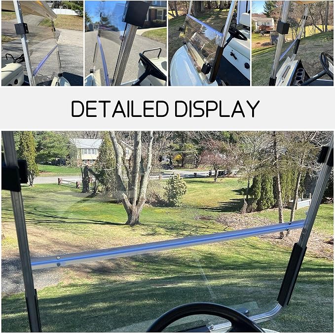 ECOTRIC Clear Windshield Compatible with 1995-2003 Yamaha G14 G16 G19 Gas and Electric Golf Cart Fold Down Windshield