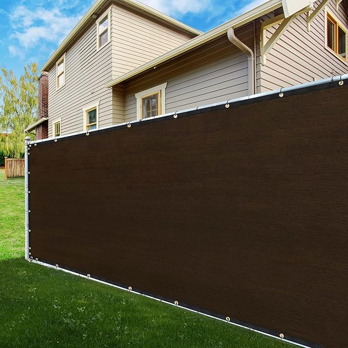 ShadeMart 8' x 126' Fence Privacy Screen Brown Heavy Duty 170 GSM Fencing Mesh Shade Net with Grommets & Zip Ties, 90% Blockage Fence Screen for Balcony Yard Outdoor Garden Pool (We Customize Size)
