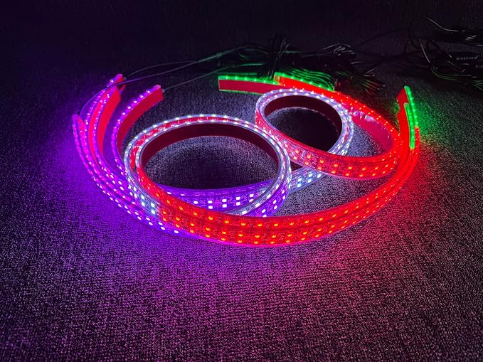 3PCS 4FT Double Row Dynamic Symphony RGB Chasing Light Strips, Flow Series Bluetooth App Accent Light Kit, IP68 Waterproof Wheel Hood Grille Underbody Lights Fit for Polaris Slingshot Car Truck