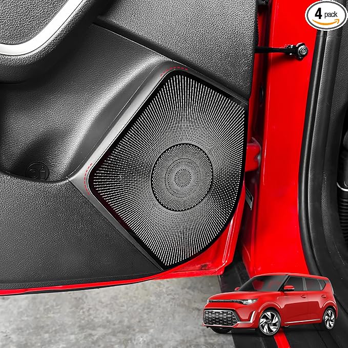 4PCS Speaker Grille Covers Compatible with Kia Soul 2020-2026 Accessories (Glossy Black)