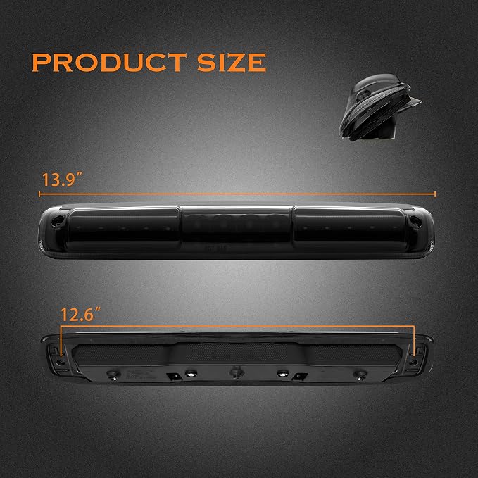 Third 3rd Brake Light, LED High Mount Stop Light for 1999-2007 Chevy Silverado GMC Sierra 1500 2500 3500 HD Classic, Rear Center Cab Roof Tail Cargo Lamp, Smoke Lens
