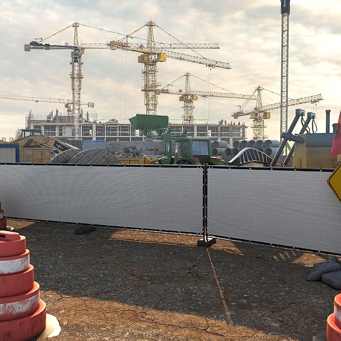 ColourTree Customized Size Fence Screen Privacy Screen Grey 4' x 151’ - Commercial Grade 170 GSM - Heavy Duty - 3 Years Warranty - Cable Zip Ties Included