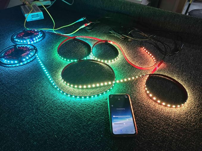 2PCS 3FT Rolls RGB Dream Color Chasing Flow Breath Strobe LEDs Tinted Full Black Out PCB Smoked Light Strips Bluetooth Remote Ctrl for Car Truck Slingshot Wheel Hood Grille Lights