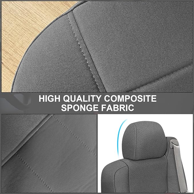 SAPUBK Front Seat Covers Replace for 1999-2006 Chevy Silverado 1500 and GMC Sierra 1500, Knitted Fabric Composite Soft Foam Lining Airmesh Breathable Seat Cover