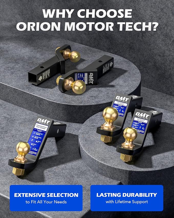 Orion Motor Tech Trailer Hitch Ball Mount, for 2" Receiver with 2-5/16" Ball 4" Drop 8000 lb. Towing Capacity, Heavy-Duty Tow Hitch Reversible Ball Hitch for Truck Boat RV Cargo with Hitch Pin & Clip