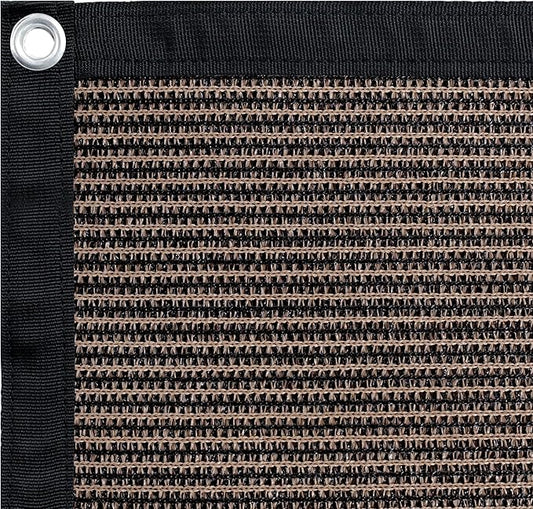 Shatex 90% Sun Shades for Patios 6X 8ft Shade Fabric Sun Shade Cloth Taped Edge with Grommets Sun-Block Mesh Shade for Pergola Cover Canopy Mocha, 12 Bungee Balls