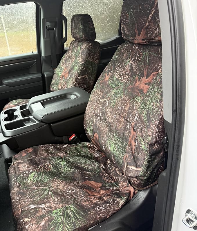 Durafit Seat Covers C2015-MPC Mixed Pine Camo Endura Seat Covers for 2020-2025 Chevy Silverado Front Buckets, Adjustable Headrest, Manual or Electric Seats. No Center seat.