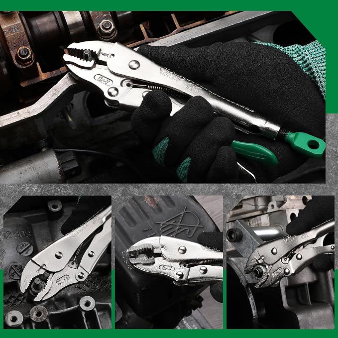 SK 7" Curved Jaw Locking Pliers, Premium CR-V Construction, Ergonomic Anti-slip Handle, Ideal for Welding or Assembly
