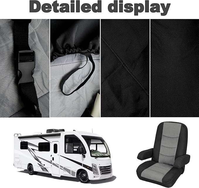 RV Seat Covers for Captains Chairs 2 Pack Class A Motorhome Seat with Arm Rest Covers Universal Fit Non-Slip Breathable Mesh Knit Gray