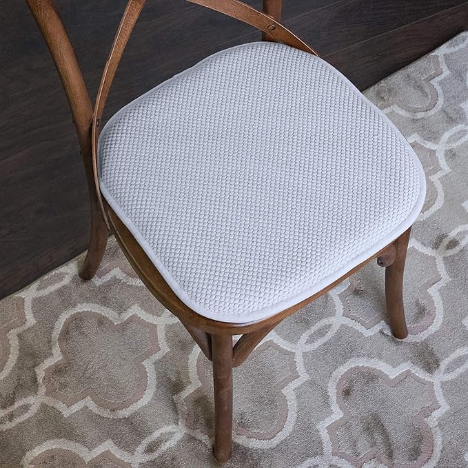 Sweet Home Collection Memory Foam Chair Cushion Honeycomb Pattern Solid Color Slip Non Skid Rubber Back Ultimate Comfort and Softness Rounded Square 16" x 16" Seat Cover, 12 Pack, Light Baby Blue