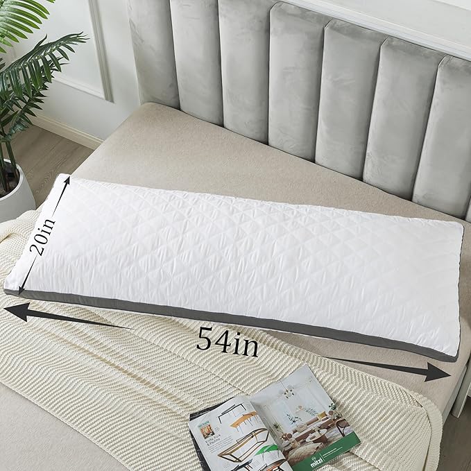 WhatsBedding Memory Foam Body Pillow with Removable Pillowcase -Fluffy Body Pillows for Adults -Large Long Bed Pillows for Sleeping - White