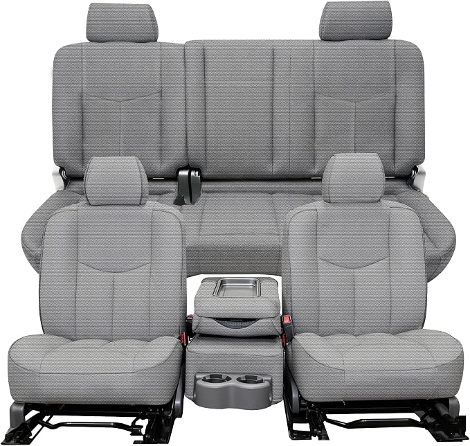 Seat Covers for Chevy Silverado & GMC Sierra 1500 1999 2000 2001 2002 2003 2004 2005 2006 Heavy Duty Cloth Protector Interior Accessories，Waterproof & Machine Washable-Gray (Full)