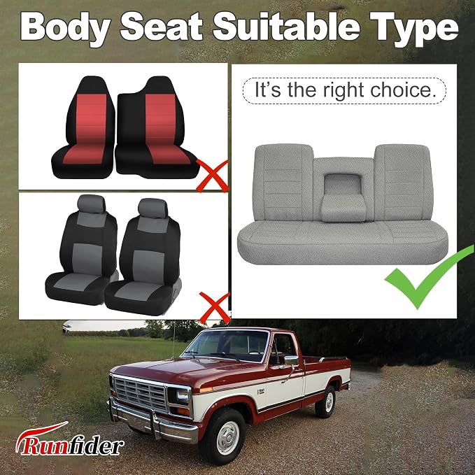 Custom Bench Seat Covers for Ford F150 1987 1988 1989 1990 1991 Heavy Duty Cloth Protector Interior Accessories，Waterproof & Machine Washable - Gray