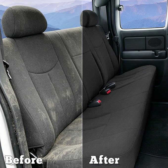 Rear Seat Covers for Chevy Silverado & GMC Sierra 1500 1999-2006 & Classic Composite Sponge Fabric Soft Breathable Comfortable - Black