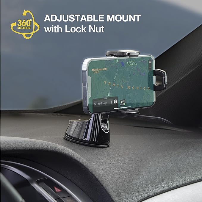 Scosche UQ3WDV-SP Windshield/Dashboard/Vent Qi-Certified 15W Wireless Charging Universal Cell Phone Car Mount, Adjustable Hands-Free Cell Phone Holder with Stick Grip, Black
