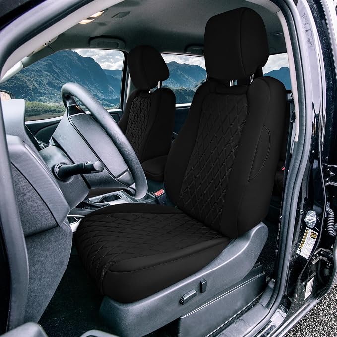 FH Group Custom Fit Car Seat Covers Specifically Made for 2022-2026 Nissan Frontier, Front Set Black Ultraflex Neoprene Waterproof Automotive Seat Covers for Pickup Truck, Nissan Accessories