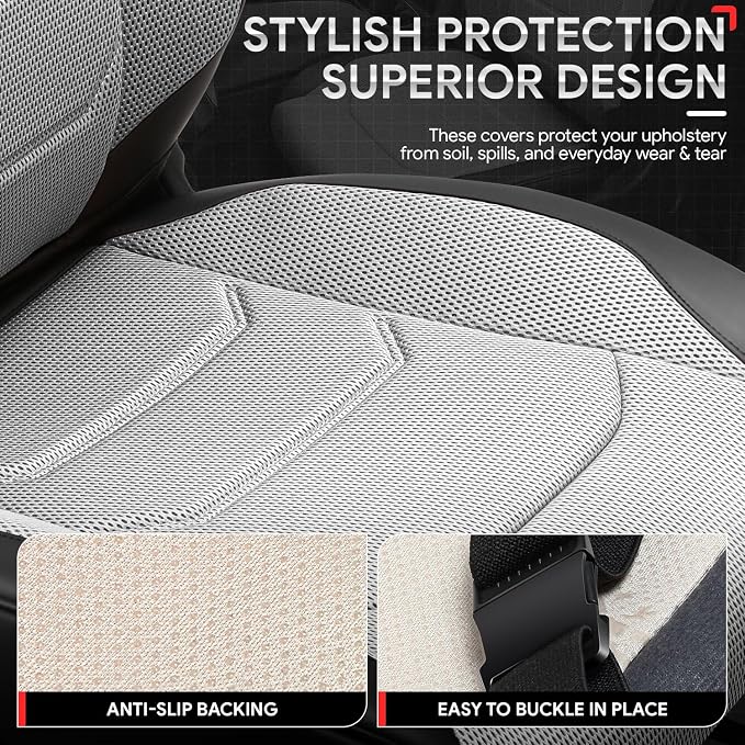 Sport Series Leatherette Front Row Set Seat Covers Universal for Cars Trucks SUV, Grey/Black, CA-SC-Sport-F-GY