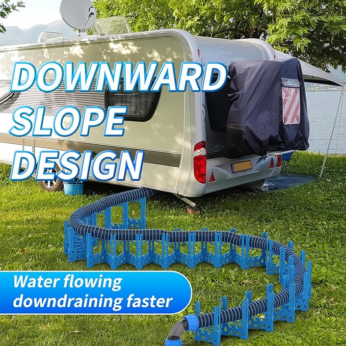 BEBOBLY RV Sewer Hose Support 10FT with Secure Rubber Band & Carry Strap, RV Sewer Hose Holder Adjust Height for Travel Trailers, RV, Campers | Avoiding Obstacles & Deep Cradles, Quick Setup/Collapse