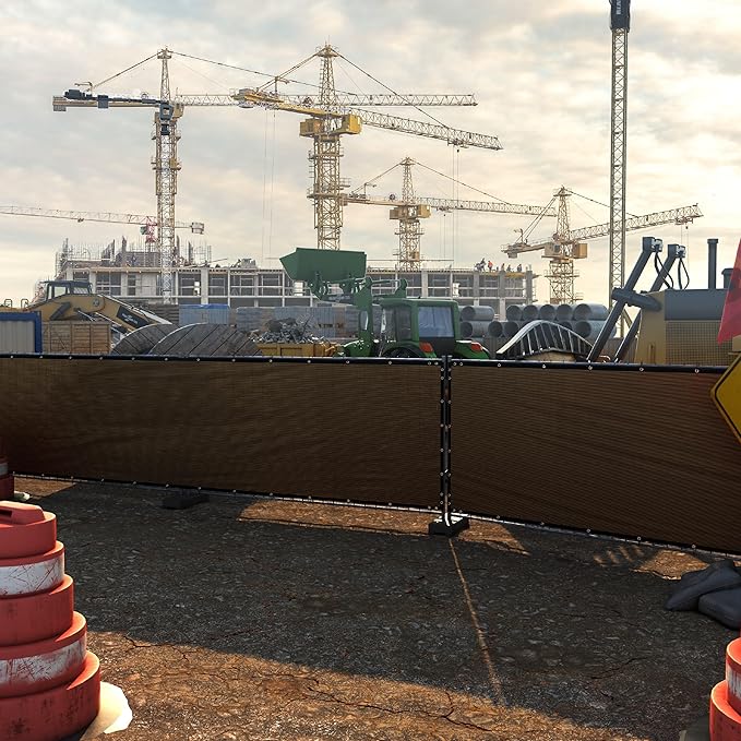 ColourTree Customized Size Fence Screen Privacy Screen Brown 4' x 114' - Commercial Grade 170 GSM - Heavy Duty - 3 Years Warranty - Cable Zip Ties Included