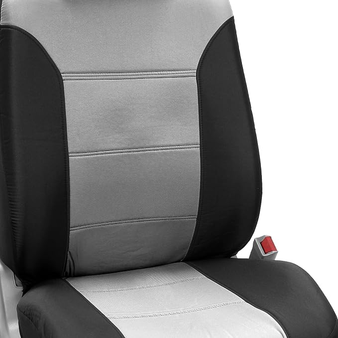 FH Group FB065115 + F11306 Classic Khaki Seat Covers (Gray) Full Set – Universal Fit for Cars Trucks & SUVs