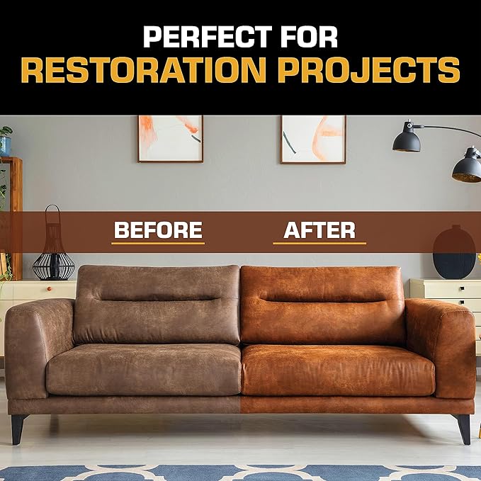 FORTIVO Leather Recoloring Balm with Mink Oil, Couch Repair Kit, Leather Dye and Restorer for Furniture - Black