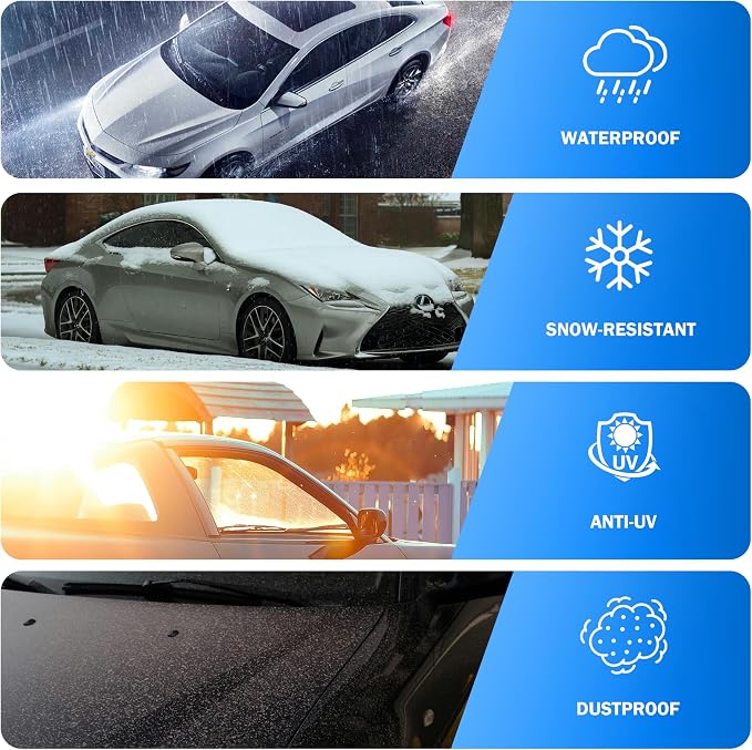 Car Cover Waterproof All Weather Outdoor Windproof Dustproof UV Protection Fit Tuck Cover Tacoma, Tundra, Titan, F-150, RAM 1500, Silverado 1500, Sierra 1500 etc.