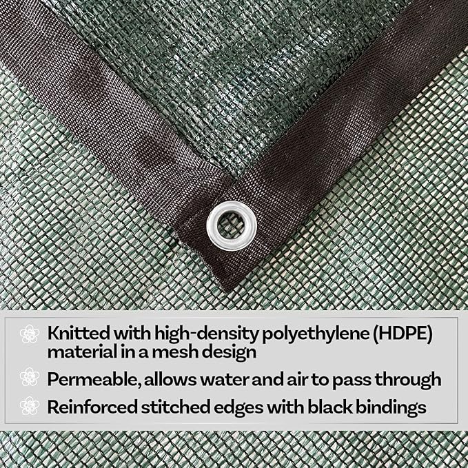 Alion Home HDPE 50% Sun Block Garden Netting Mesh - (6' x 6', Green)