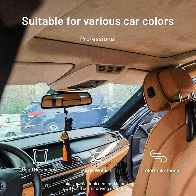Babnecl Suede Auto Headliner Fabric 98" L × 60" W with Foam Backing - Tube Packaging - -Beige Interior Replacement Material for Car/Truck/SUV/RV Roof - Home Repair/DIY Headliner Material