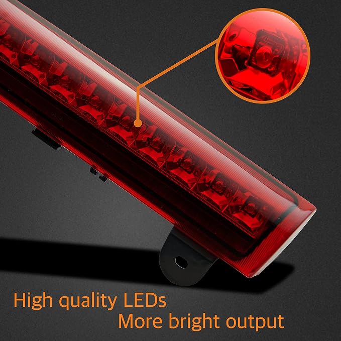 Third 3rd Brake Light, LED High Mount Stop Light Replacement for 2000 2001 2002 2003 2004 2005 2006 Chevy Tahoe Suburban/GMC Yukon XL Denali, Rear Center Cab Roof Tail Lamp, Red Lens