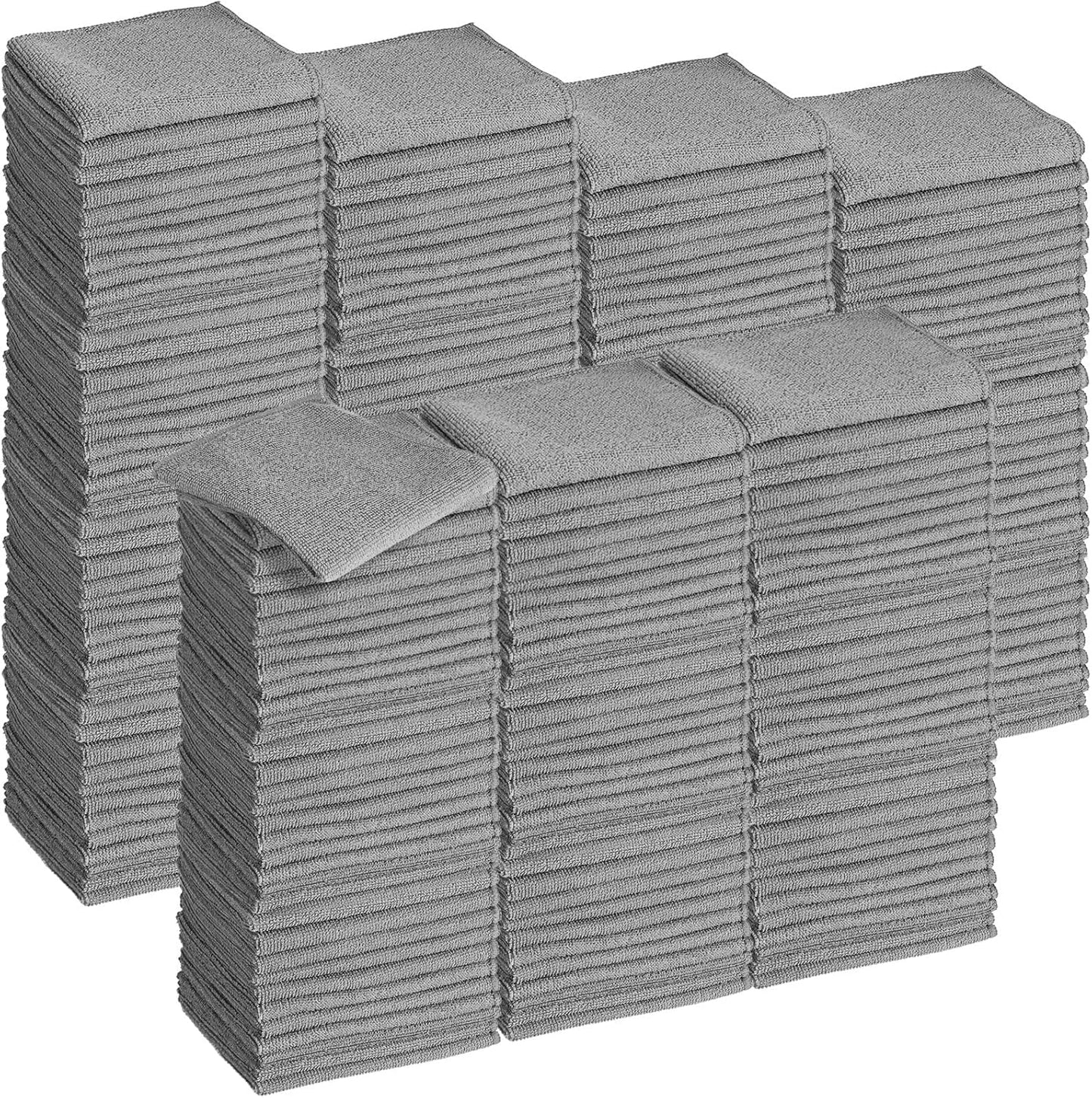 Tenare 100 Pack 12'' x 12'' Microfiber Cleaning Cloths Reusable Cleaning Rags Bulk Microfiber Towels Softer Highly Absorbent Washcloths for House Kitchen Car Window(Gray)