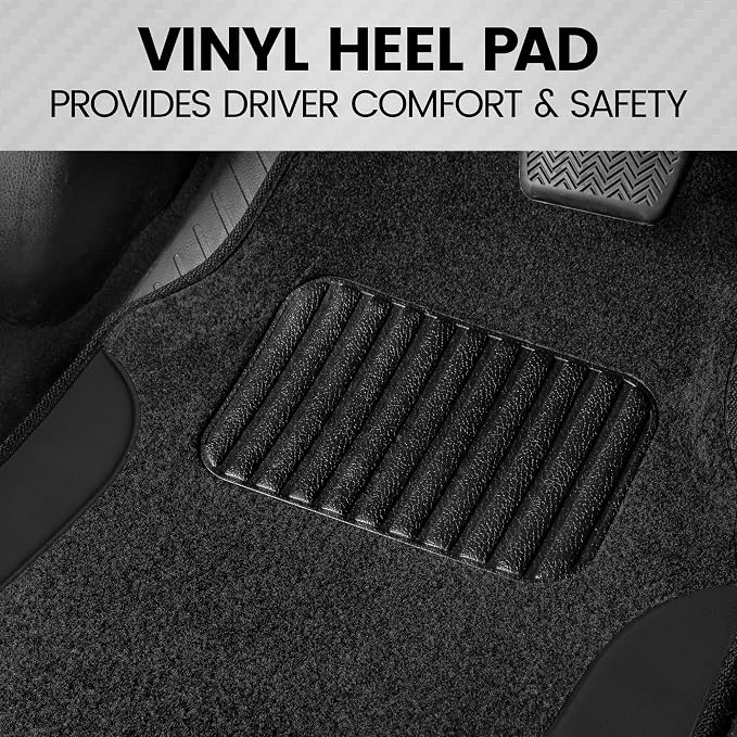 BDK CarXS Black Car Seat Covers Full Set with Matching Set of Floor Mats for SUV, Car, & Truck - Car Seat Covers Front Seats & Bench Seat Cover Car Seat Protector Car Mats Full Set Interior Covers