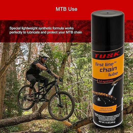 TUSK First Line Synthetic Chain Lube 13 oz – O-Ring Safe Chain Lubricant Aerosol Spray – Protects Dirt Bikes, Motorcycles, UTVs & ATVs from Rust & Wear