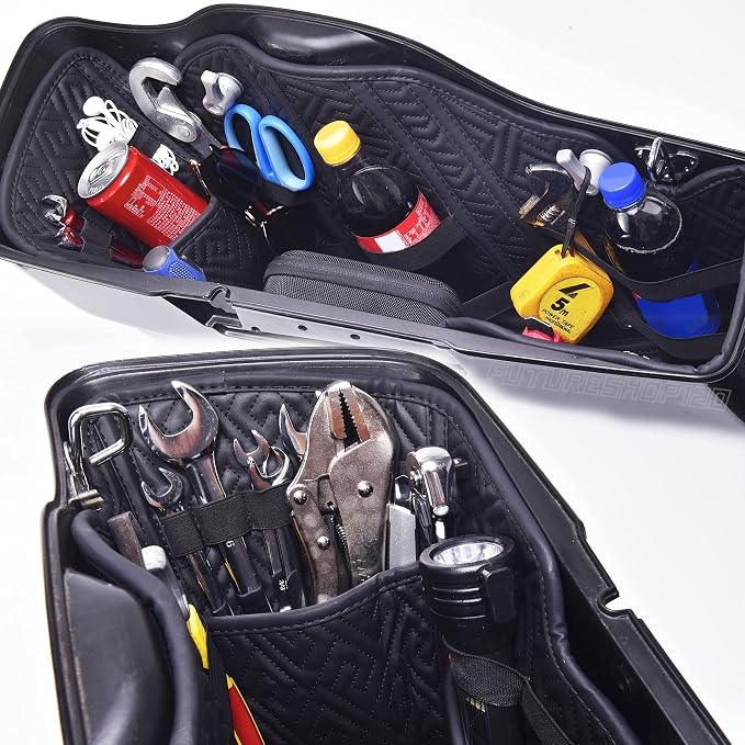 Harley Saddlebag Liners Organizer 2 In 1 For 14-22 OEM Standard Saddlebags Lining CVO Tapered Saddlebags 2021 Street Glide Saddle Bag Liners Stretched Saddlebag Liners Carpet Liners Bag Inserts